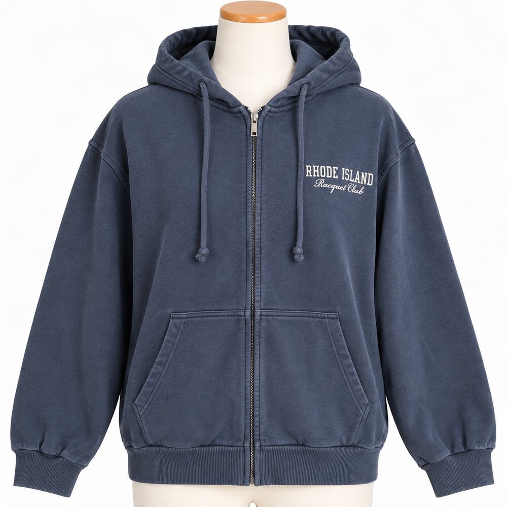 Vintage Hollister Navy Rhode Island Racquet Club 1997 Zip Hoodie XXL